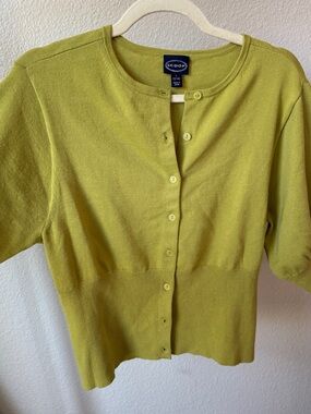 Scoop Lime Green Short-Sleeve Button Cardigan